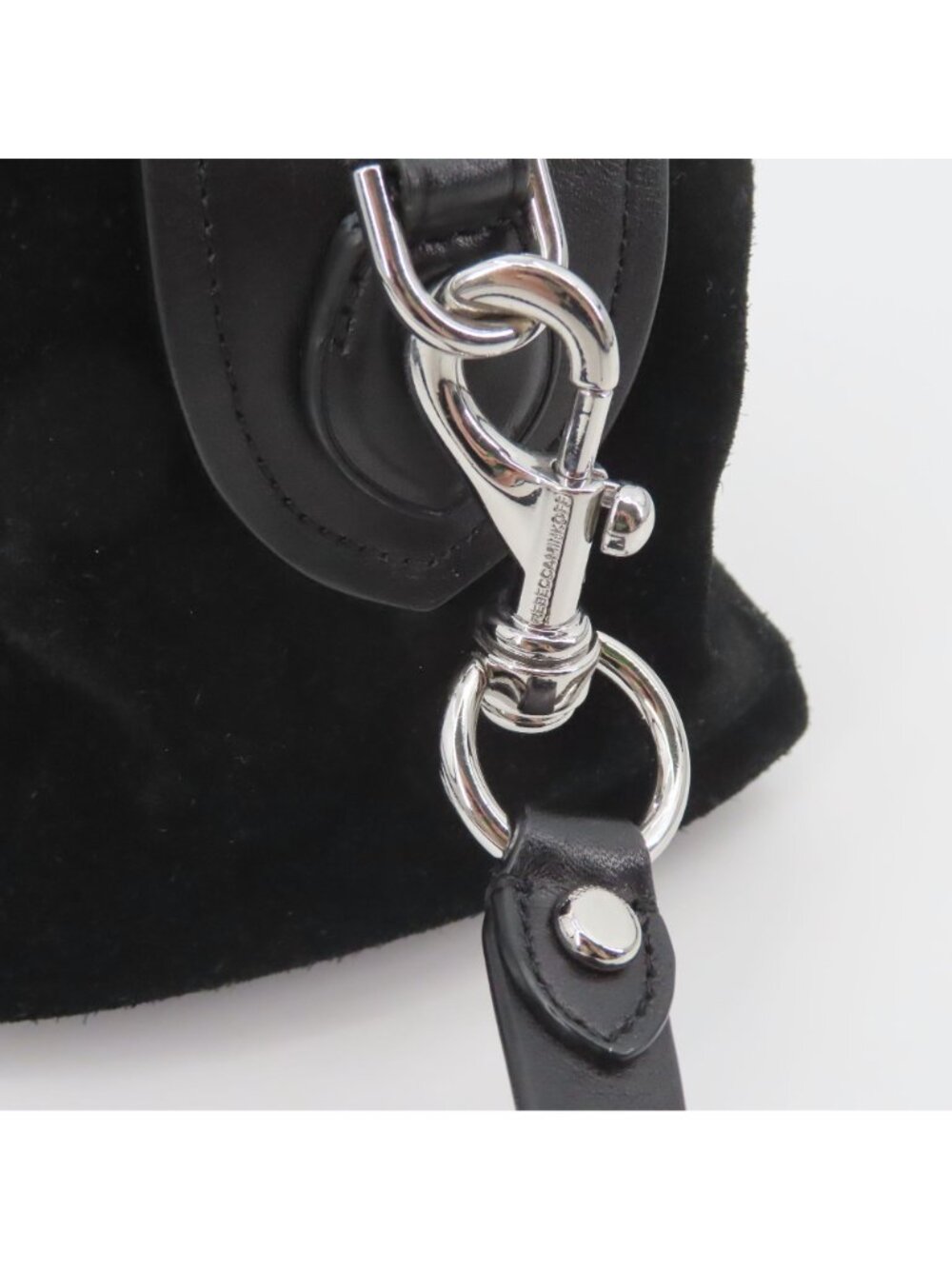 Rebecca Minkoff Pippa Duffle Black Suede Leather Crossbody Handbag Purse Bag - Picture 5 of 15